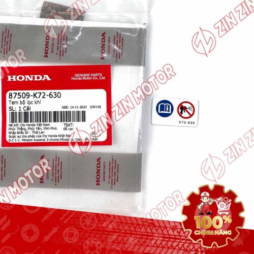 TEM BẦU LỌC GIÓ VARIO 125 87509K72630 CHÍNH HÃNG