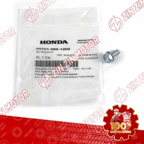 BU LÔNG LỤC GIÁC 6X12MM BẠC DÙNG CHUNG NHIỀU LOẠI XE HONDA 957010601200 CHÍNH HÃNG