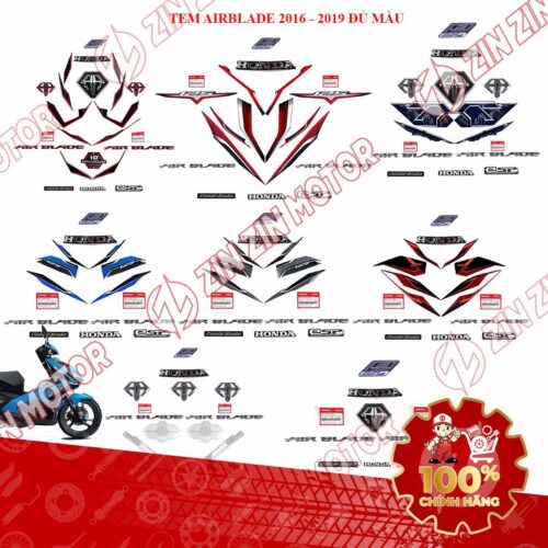 Full Bộ Tem AB 2016, Xe Air Blade 2017 2018 2019 Đu Màu Chính Hãng Honda