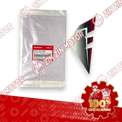 TEM ỐP TRƯỚC WAVE RSX 2021 2022 PHIÊN BẢN BÁNH CĂM PHANH CƠ/ĐĨA XE TRẮNG ĐEN BÊN PHẢI 86643K90VG0ZF CHÍNH HÃNG