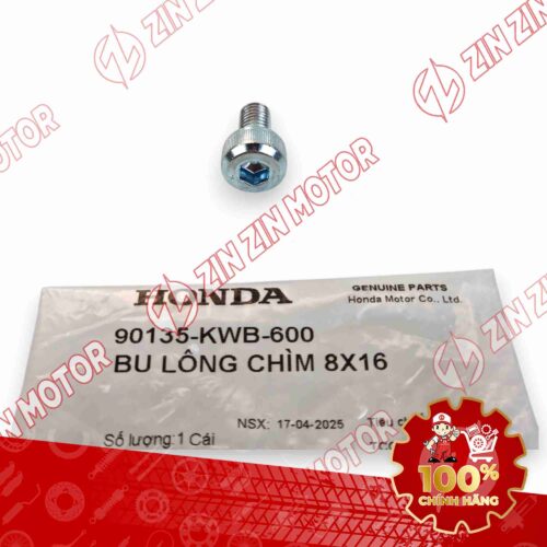 Alternative view of ỐC, BU LÔNG CHÌM 8X16 BẮT PÁT GÁC CHÂN SAU WAVE ALPHA 2017 - 2023 2024 - 2025, WAVE BLADE 110 90135KWB600 CHÍNH HÃNG