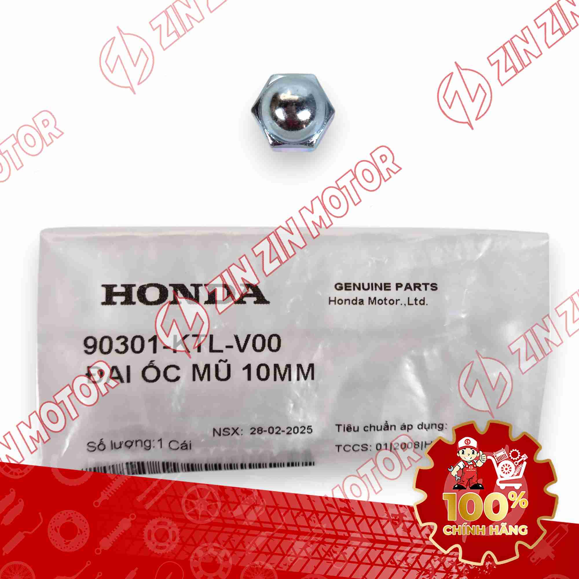 ĐAI ỐC 10MM BẮT PHUỘC SAU WAVE RSX 2019 2020 2021 2022 2023 , WAVE ALPHA 2017 - 2023 2024 - 2025, WAVE BLADE 110 90301KTLV00 CHÍNH HÃNG