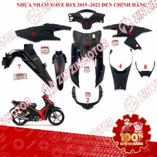 Dàn Áo Nhựa Nhám Wave RSX 2019 2020 2021 2022 2023 Màu Đen Chính Hãng
