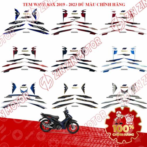 Bộ Tem Xe Wave RSX 2019 2020 2021 2022 2023 Chính Hãng