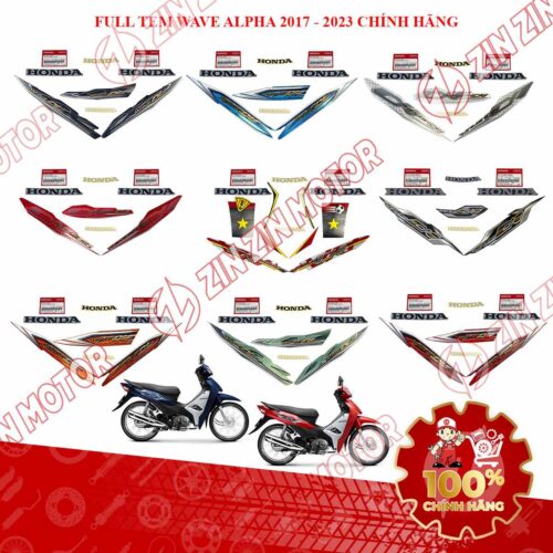 Bộ Tem Xe Wave Alpha 2017 2018 2019 2020 2021 2022 2023 Chính Hãng - ZZM