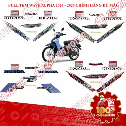 Bộ Tem Xe Wave Alpha 2024 2025 Chính Hãng - ZZM