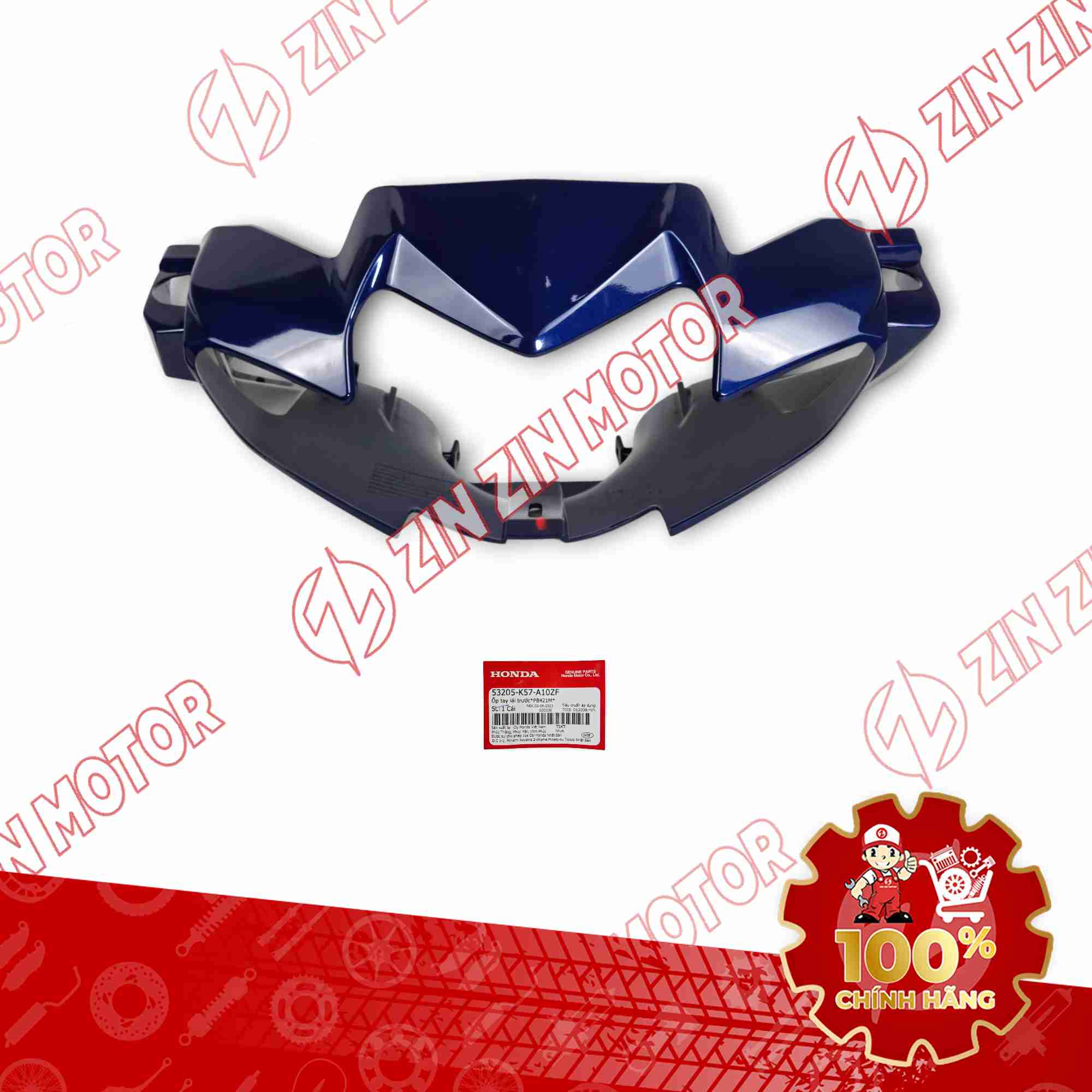 ỐP ĐẦU WAVE BLADE 110 2017 - 2025 ĐEN XANH PB-421M PHANH CƠ 53205K57A10ZF CHÍNH HÃNG