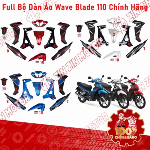 BỘ DÀN ÁO WAVE BLADE 110 2017 - 2025 ĐỦ MÀU CHÍNH HÃNG