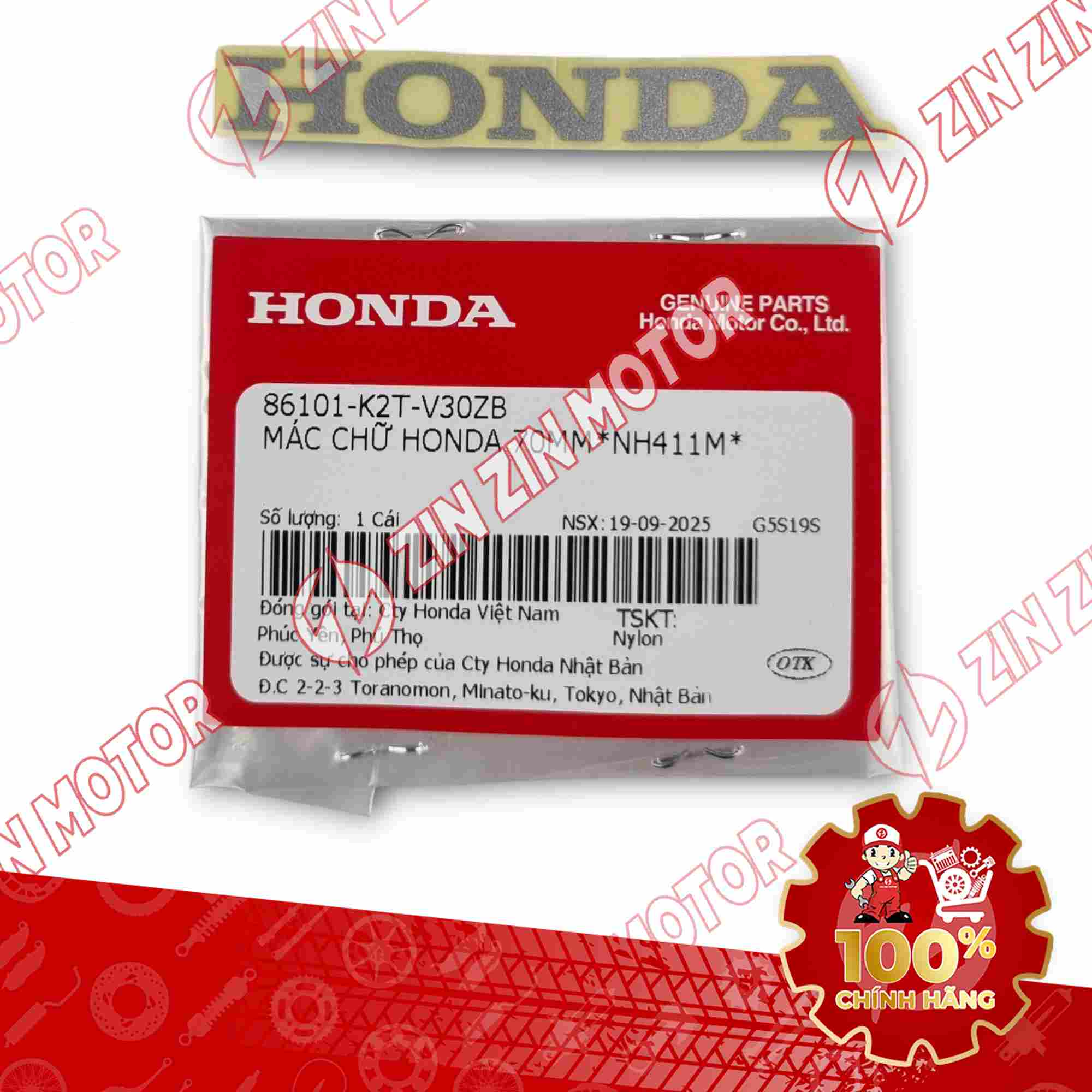 TEM HONDA MẶT NẠ XE LEAD 125 2025 70MM 86101K2TV30ZB CHÍNH HÃNG