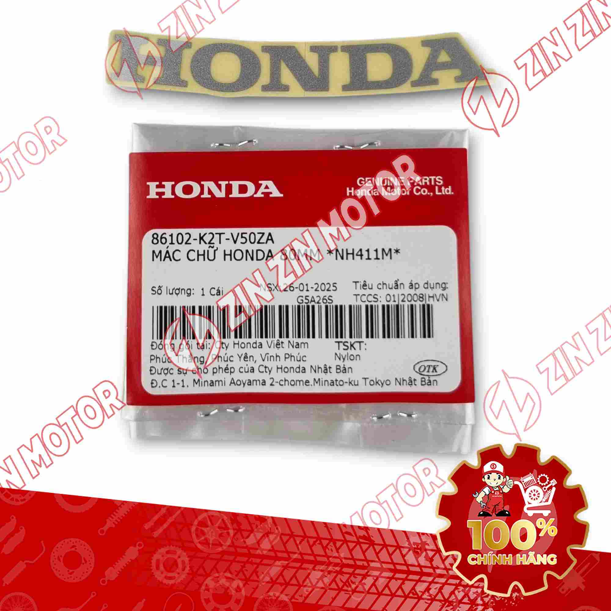 TEM CHỮ HONDA CONG 80MM TRẮNG XE LEAD 125 2025 PHIÊN BẢN ĐẶC BIỆT CHÍNH HÃNG HONDA