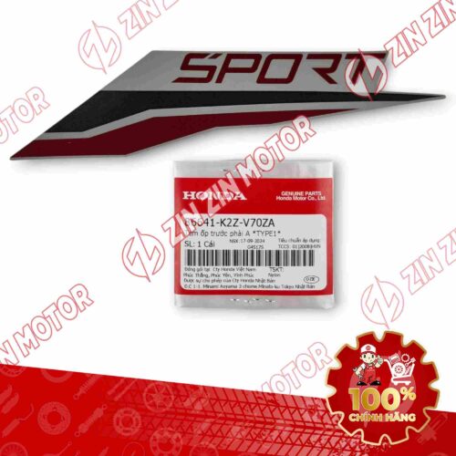 TEM YẾM XE AIR BLADE (AB) 125/160 2025 XÁM ĐỎ ĐEN (XÁM XI MĂNG) CHỮ SPORT PHẢI 86641K2ZV70ZA CHÍNH HÃNG