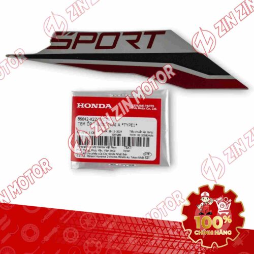 TEM YẾM XE AIR BLADE (AB) 125/160 2025 XÁM ĐỎ ĐEN (XÁM XI MĂNG) CHỮ SPORT TRÁI 86642K2ZV70ZA CHÍNH HÃNG