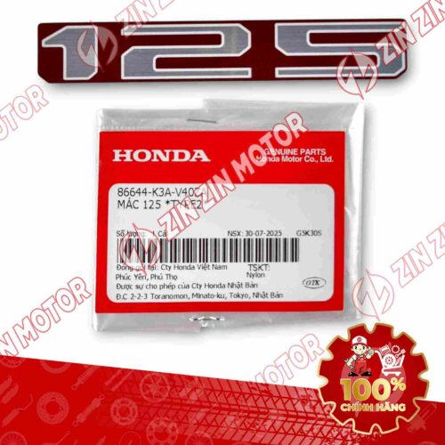TEM SỐ 125 YẾM XE AIR BLADE (AB) 125 2025 TRẮNG NỀN ĐỎ 86644K3AV40ZA CHÍNH HÃNG