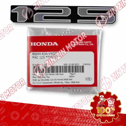 TEM SỐ 125 YẾM XE AIR BLADE (AB) 125 2025 TRẮNG NỀN ĐEN 86644K3AV40ZB CHÍNH HÃNG