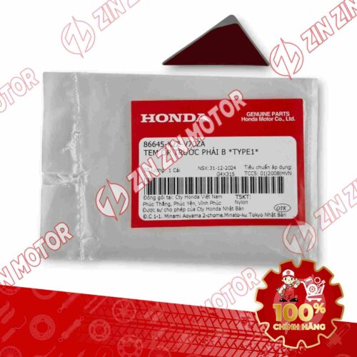 TEM YẾM XE AIR BLADE (AB) 160 2025 XÁM ĐỎ ĐEN (XÁM XI MĂNG) PHẢI XE 160 86645K2ZV70ZA CHÍNH HÃNG