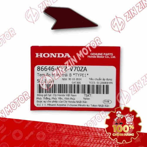 TEM YẾM XE AIR BLADE (AB) 125/160 2025 XÁM ĐỎ ĐEN (XÁM XI MĂNG) TRÁI XE 125/160 86646K2ZV70ZA CHÍNH HÃNG