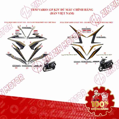 Bộ Tem Vario 125 K2V 2023 2024 Đủ Màu Chính Hãng