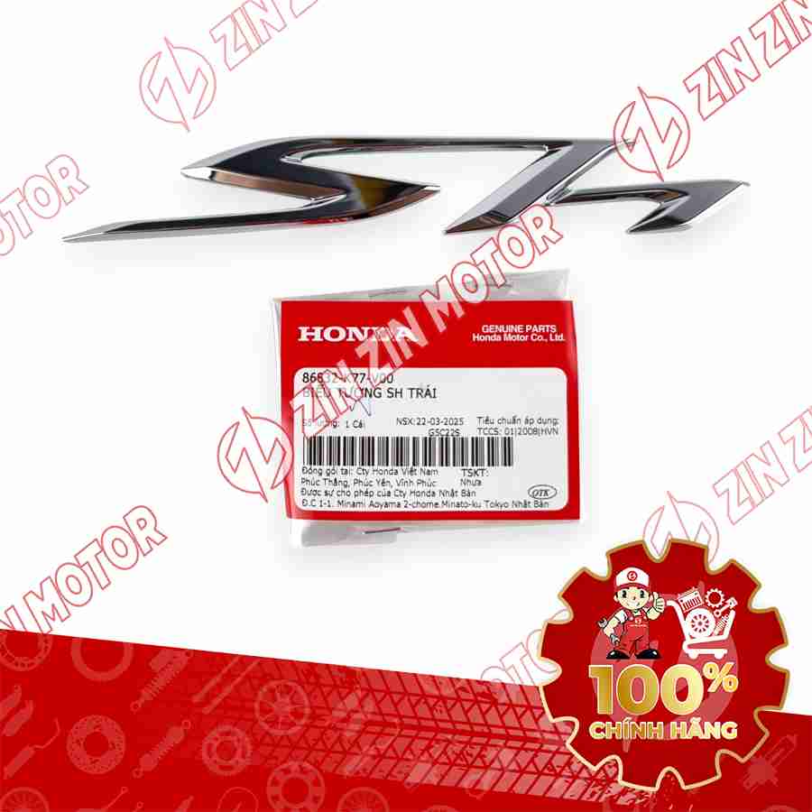 TEM CHỮ NỔI XE SH 125/150i TRÁI BẠC CROME 86832K77V00 CHÍNH HÃNG