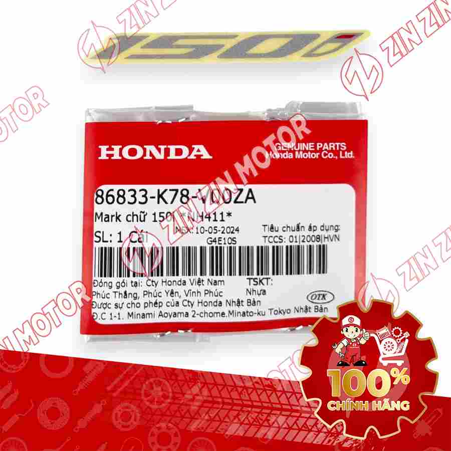 TEM CHỮ 150i XE SH 150i 2017 2018 2019 TEM TYPE 2 86833K78V00ZA CHÍNH HÃNG