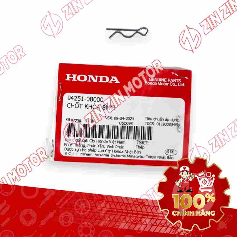 CHỐT KHÓA 8MM SH 125i/150i 2017 2018 2019 , SH 125/160i 2026 , AB 125/160 2026 9425108000 CHÍNH HÃNG