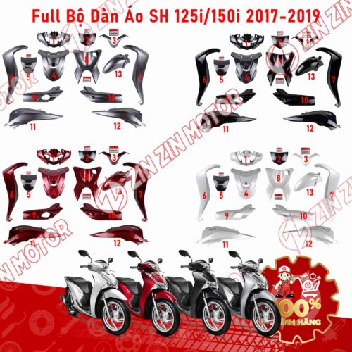 BỘ DÀN ÁO SH 125/150i 2017 2018 2019 (PHIÊN BẢN ABS VÀ CBS SÀI CHUNG GIỐNG NHAU) CHÍNH HÃNG