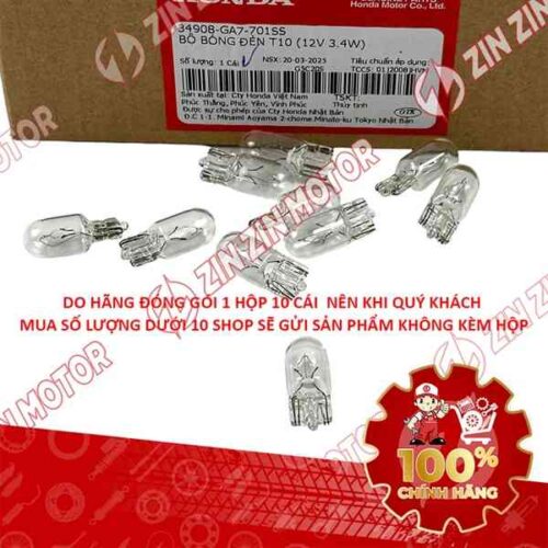 BÓNG ĐÈN T10 (12V 3.4W) SỢI ĐỐT SỬ DỤNG CHUNG CHO NHIỀU DÒNG XE HONDA 34908GA7701 CHÍNH HÃNG